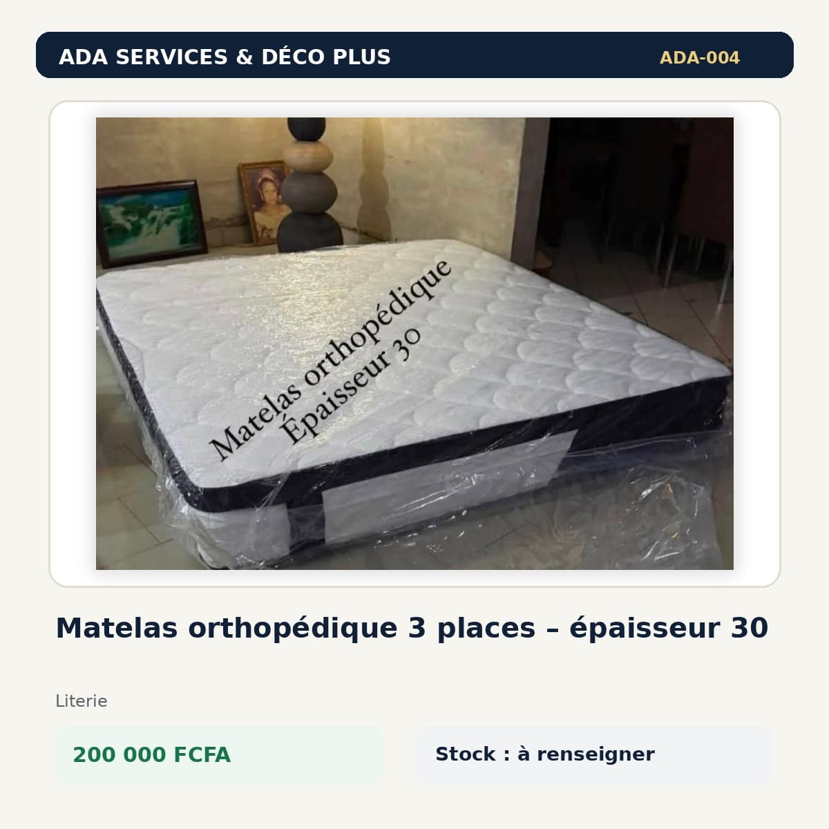 Matelas orthopédique 3 places – épaisseur 30